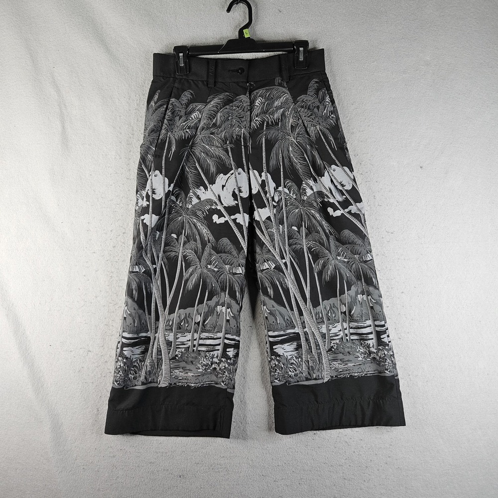 Sun Surf sacai Pants Mens M 30 Waist Black Tropical Palm Wide Leg Japan 20-04836